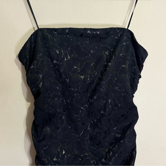 Dynamite Strapless Black Floral Pattern w Sheen Ruched Bodycon Party Dress NWT - Picture 5 of 16